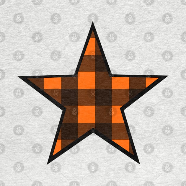 Orange and Black Buffalo Plaid Star by bumblefuzzies